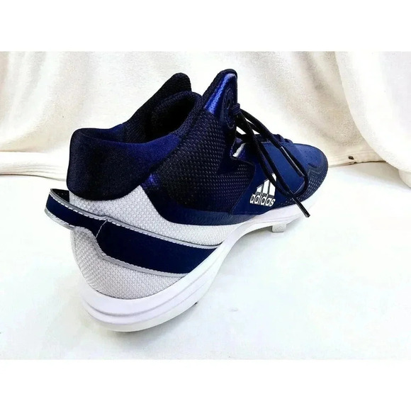 Adidas Size 14 Men's Navy White Icon 7 Mid Lace Up Metal Cleats Baseball Shoes - Picture 13 of 13